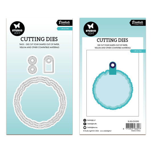 Studio Light Cutting Die Torn Edge Tag round Essentials