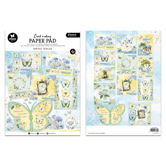 Studio Light Card making pad Butterflies Essentials  210x294x4mm 14 Sheets