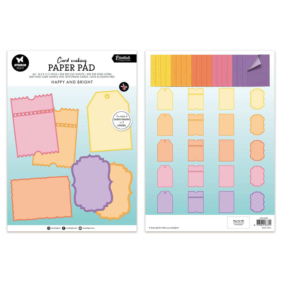 Studio Light Card making pad Happy and Bright