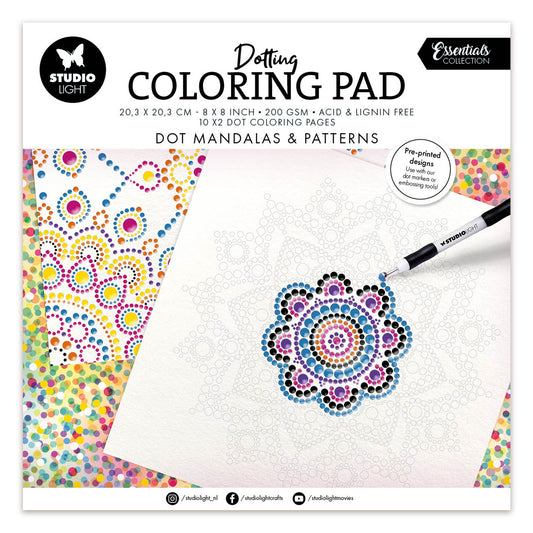 Studio Light Colouring pages Dot mandalas & patterns Essentials 203x203x5mm 20 Sheets