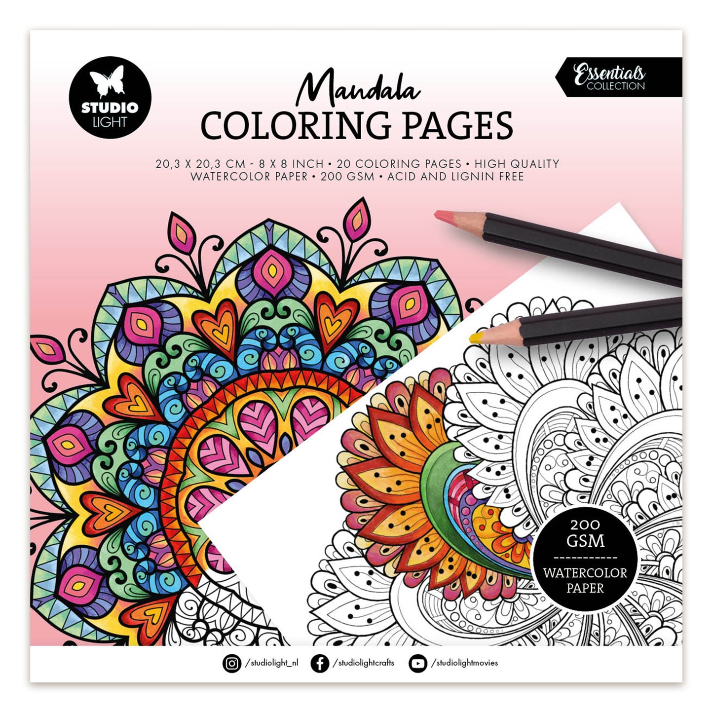 Studio Light Colouring Pages Mandala Essentials 205x205x5mm 20 Sheets