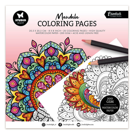 Studio Light Colouring Pages Mandala Essentials 205x205x5mm 20 Sheets