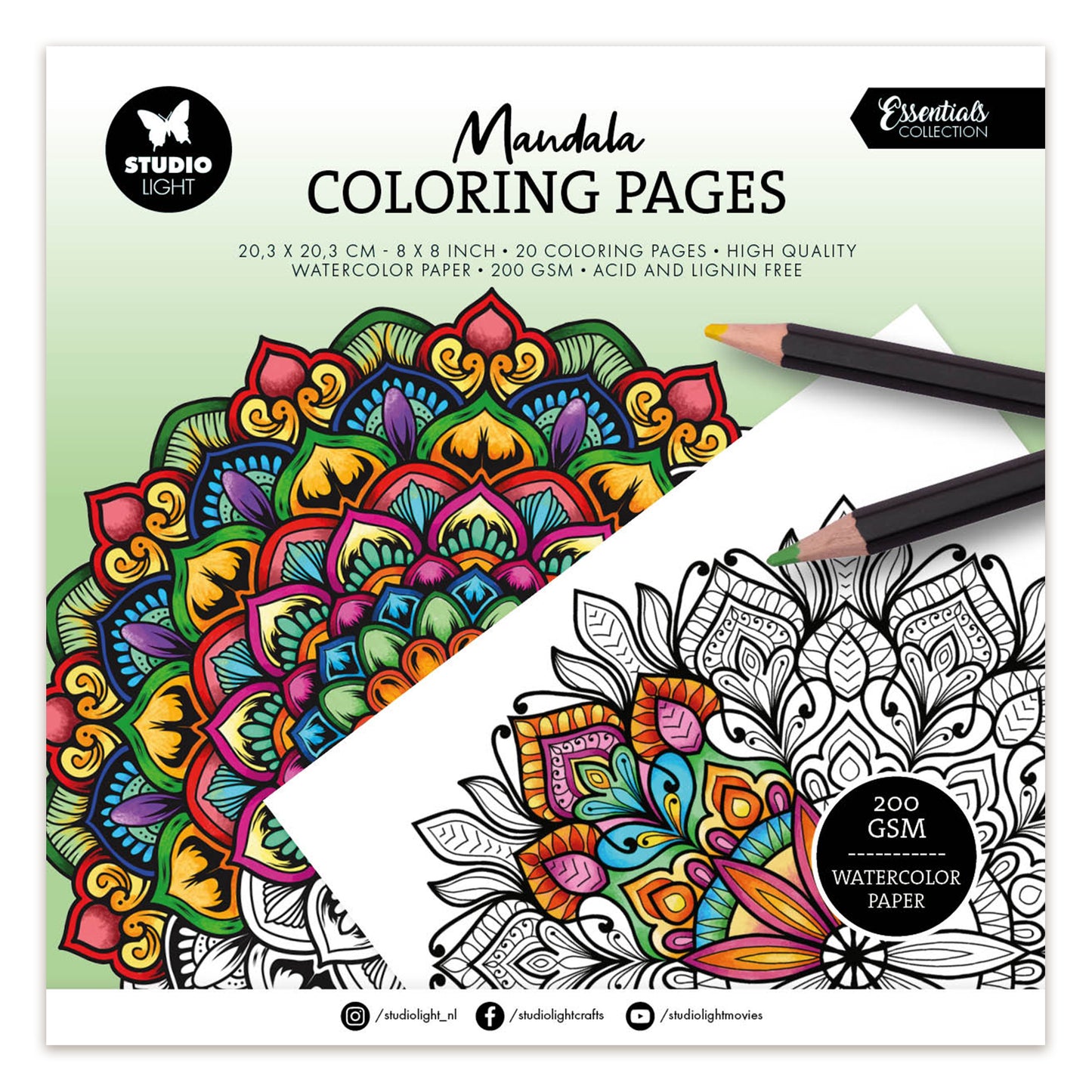 Studio Light Colouring Pages Mandala Essentials 205x205x5mm 20 Sheets