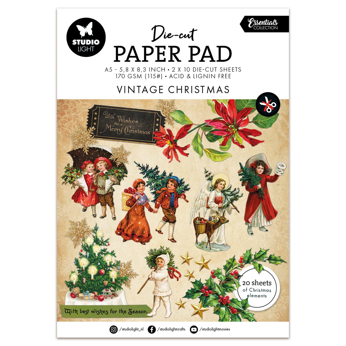 Studio Light Essentials Die-cut Paper Pad Vintage Christmas