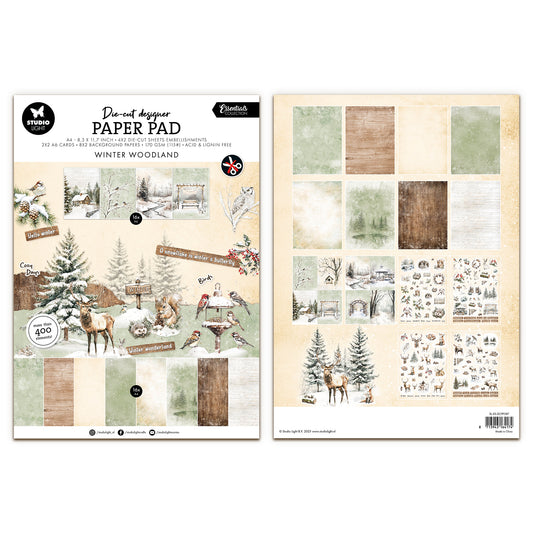 Studio Light Essentials Die-cut Designer Paper Pad Winter Woodland