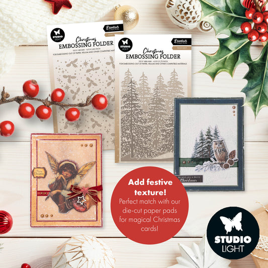 Studio Light Essentials Embossing Folder Bundle - Holly Sparkles & Forest Background