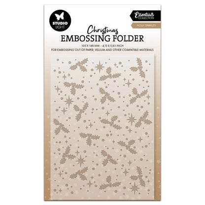 Studio Light Essentials Embossing Folder Holly Sparkles