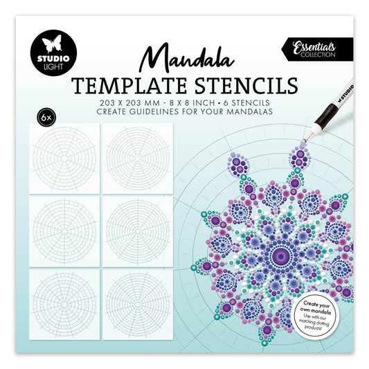Studio Light Mask Mandala template stencils x6 Essentials 203x203x3mm 6 Pieces