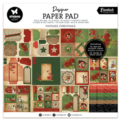 Studio Light Essentials Mixed Paper Pad Vintage Christmas