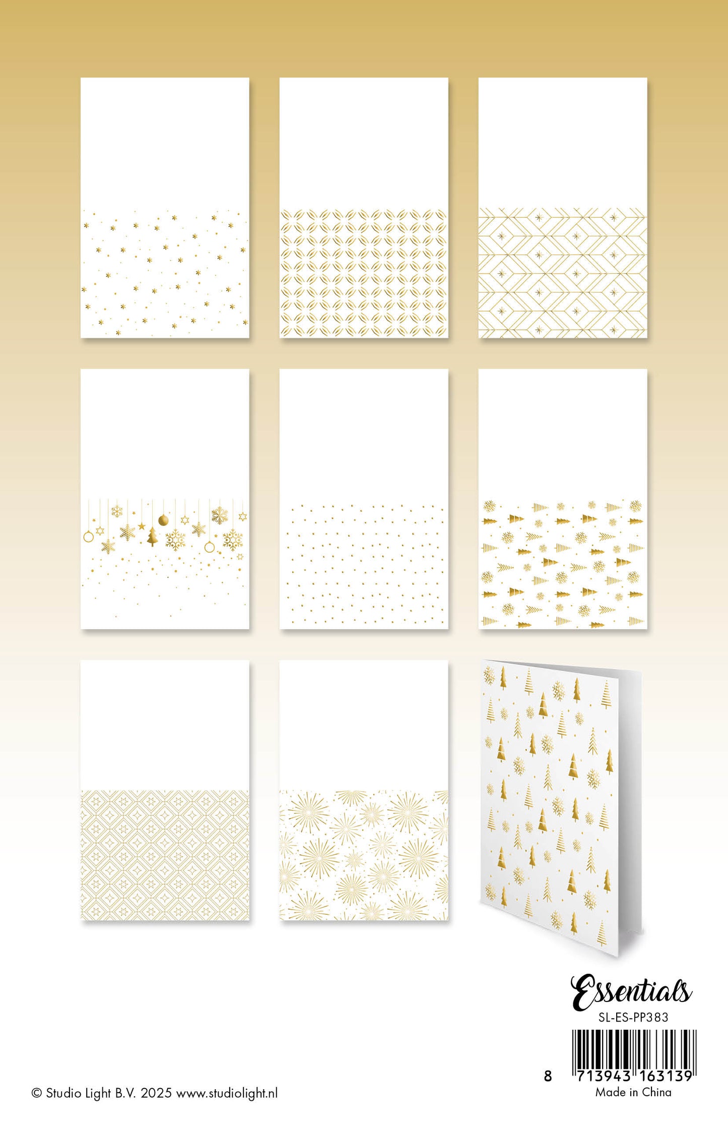 Studio Light Essentials Foiled Cards Golden Patterns