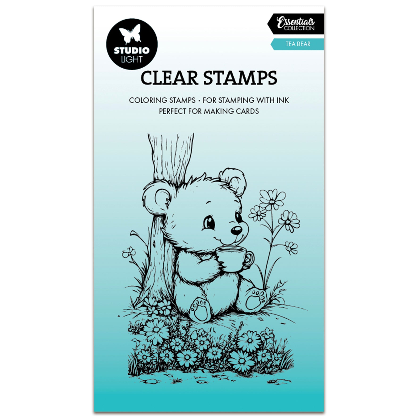 Create Design Essentials Stamp Studio Light Essentials Clear Stamp Tea Bear – AALL & Create