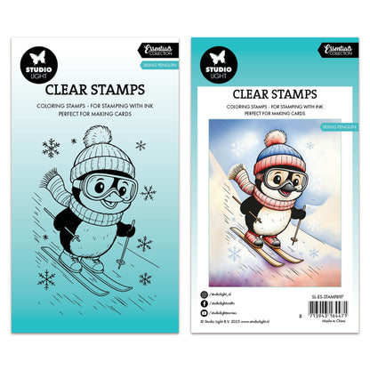Studio Light Essentials Clear Stamp Skiing Penguin