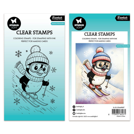 Studio Light Essentials Clear Stamp Skiing Penguin