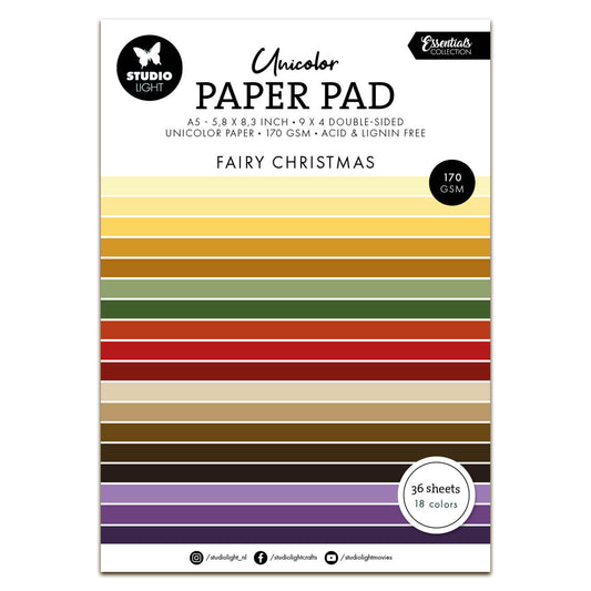 Studio Light Essentials Unicolor Paper Pad Fairy Christmas
