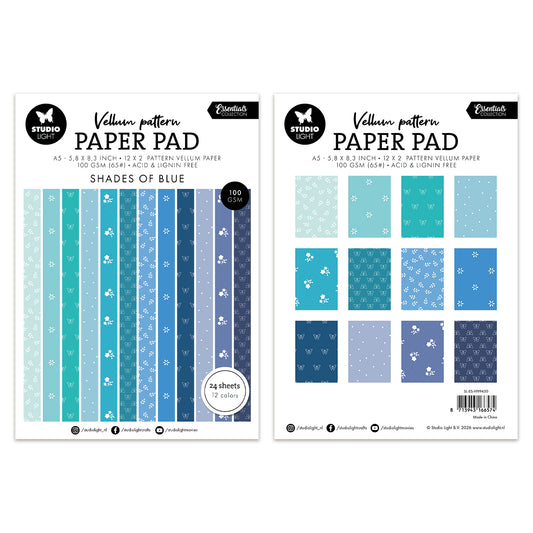 Studio Light Vellum Paper Pad  Spring blue print 24 Sheets