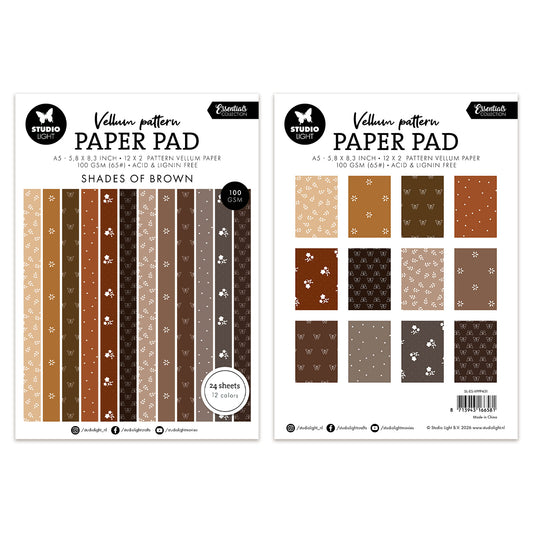 Studio Light Vellum Paper Pad  Spring brown print 24 Sheets