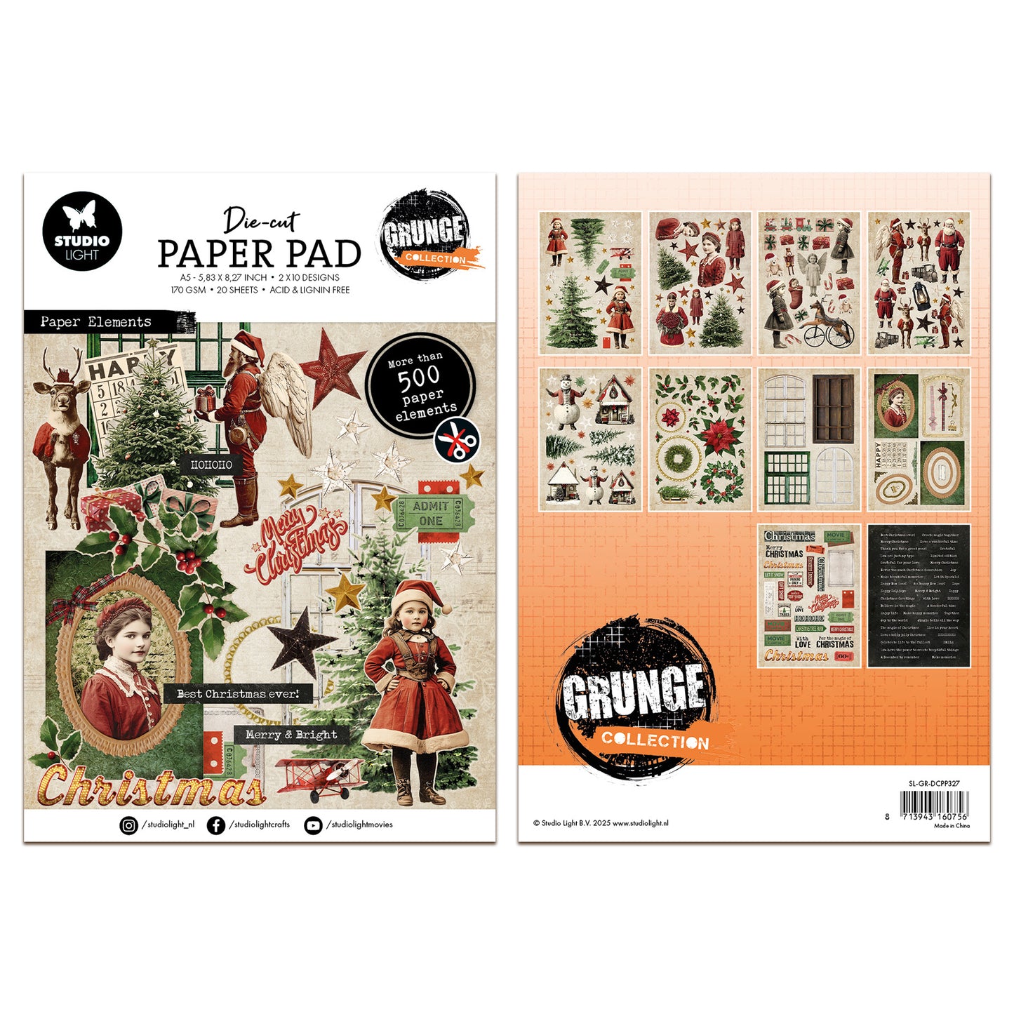 Studio Light Grunge - Designer Paper Pad Paper Elements