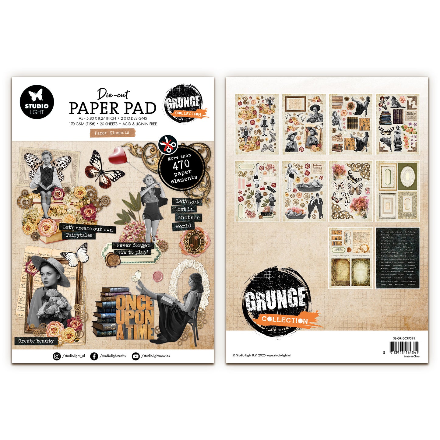 Studio Light Grunge - Die-cut Paper Pad Paper Elements