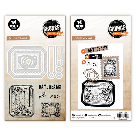 Studio Light Grunge - Stamp & Cutting Dies Label & Stamp