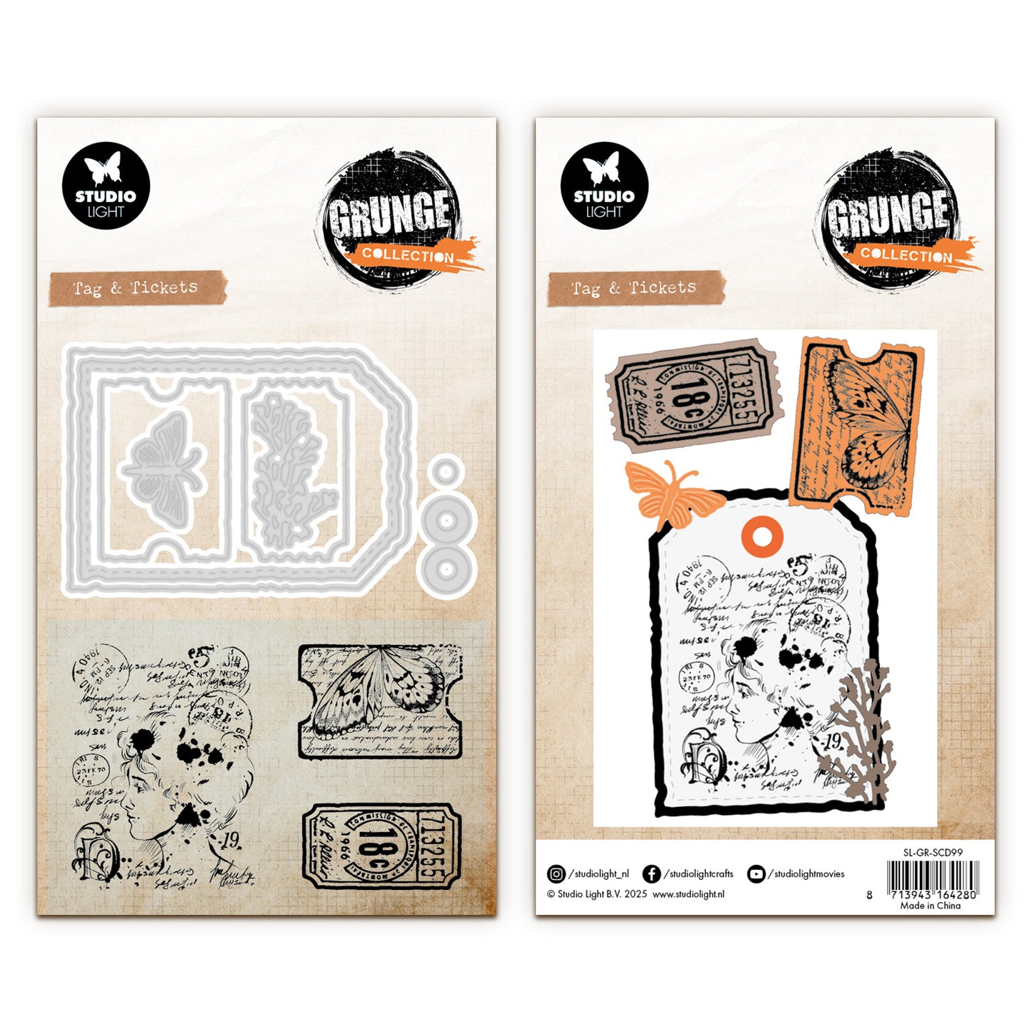 Studio Light Grunge - Stamp & Cutting Dies Tag & Tickets