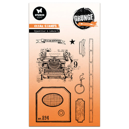 Studio Light Grunge Clear Stamp - Typewriter & Labels - Nr.826