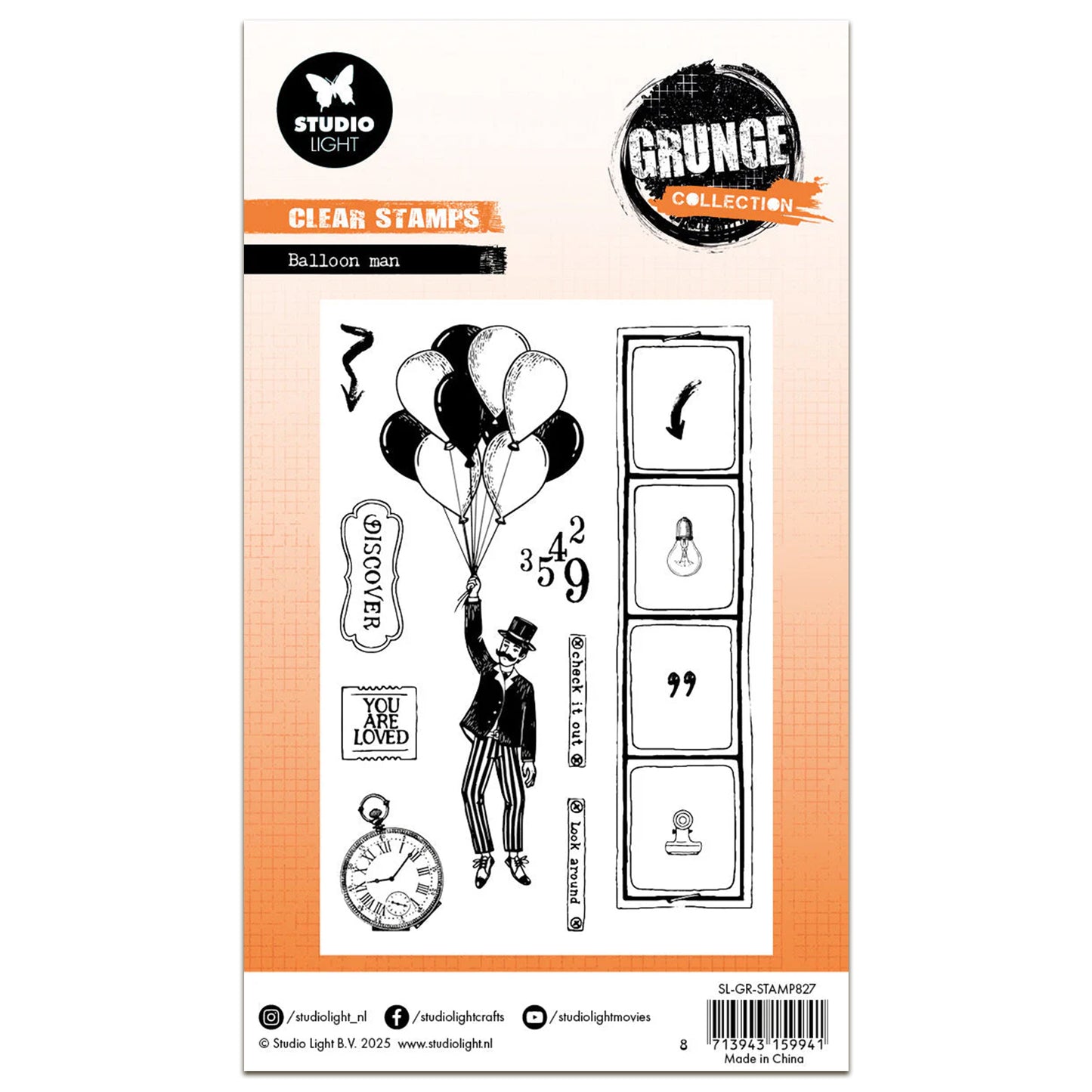 Studio Light Grunge Clear Stamp - Balloon Man - Nr.827