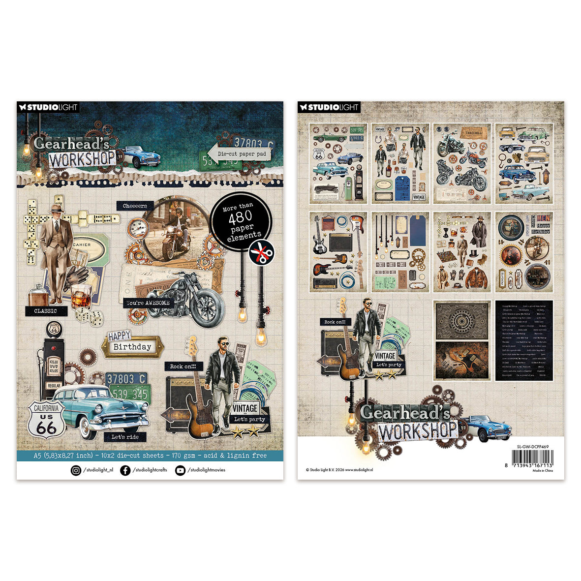 Studio Light Die-cut Paper Pad Die-cut elements Gearhead's Workshop