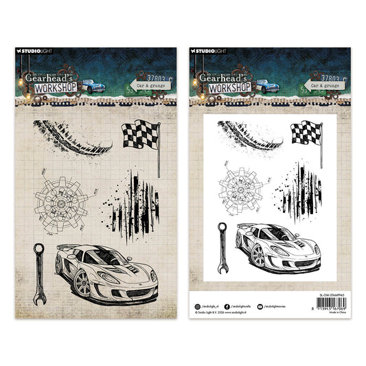Studio Light Clear Stamps Car & Grunge Gearhead's Workshop