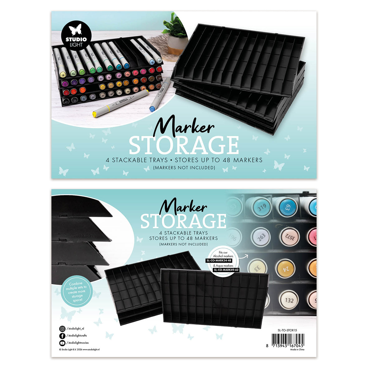 Studio Light 4 stackable Storage Trays ~ Store 48 markers