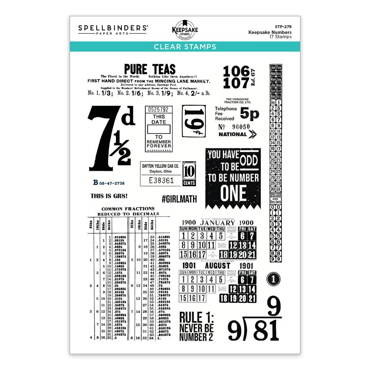 Spellbinders Turn the Page Clear Stamp Set Keepsake Numbers by Esther Glas
