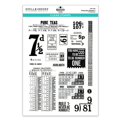 Spellbinders Turn the Page Clear Stamp Set Keepsake Numbers by Esther Glas
