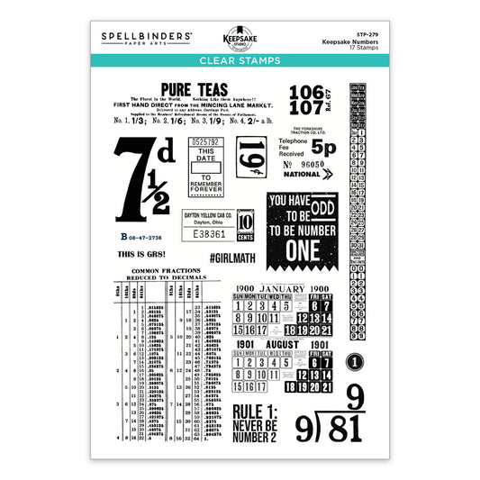 Spellbinders Turn the Page Clear Stamp Set Keepsake Numbers by Esther Glas ~ Ship from 14th Sep