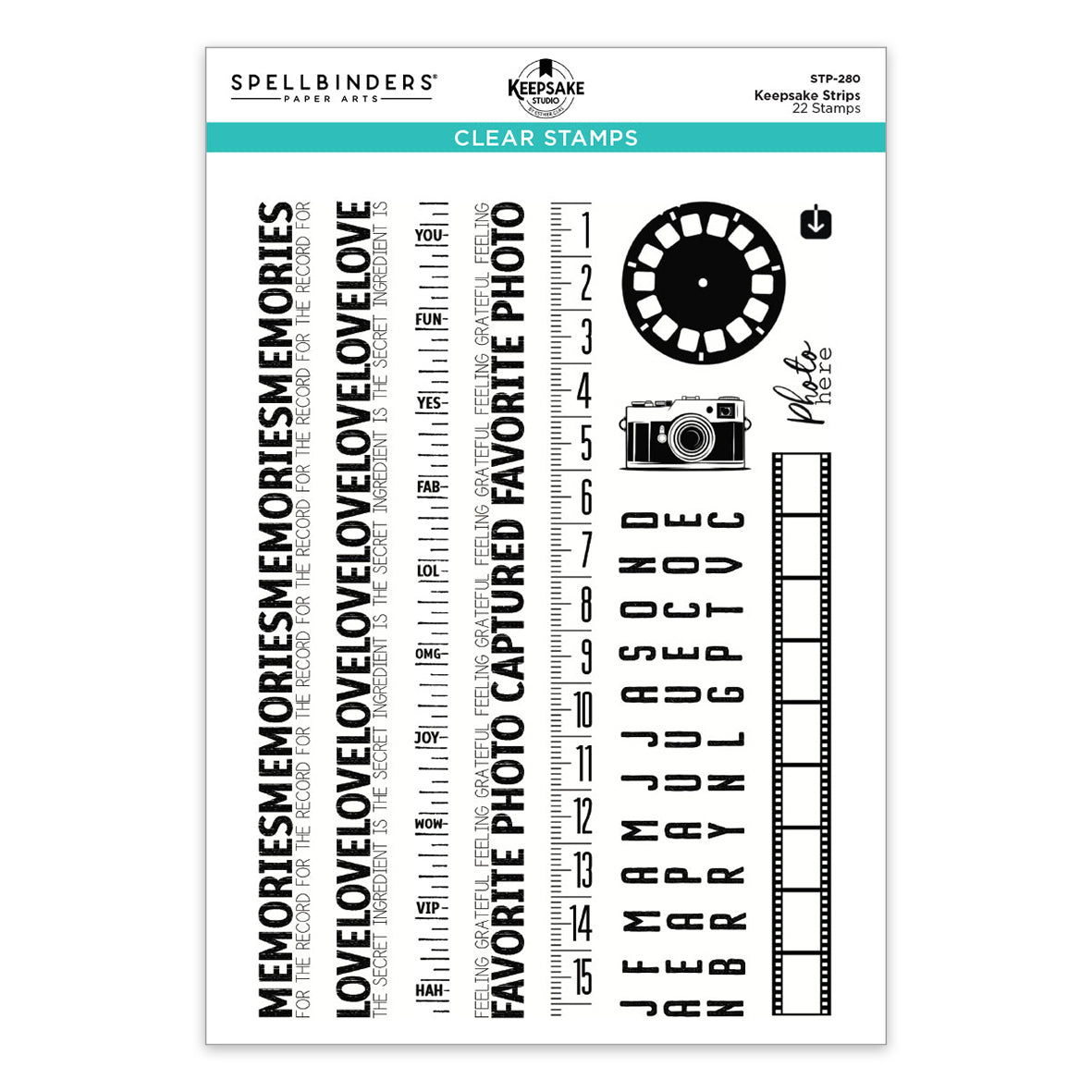 Spellbinders Turn the Page Clear Stamp Set Keepsake Strips by Esther Glas