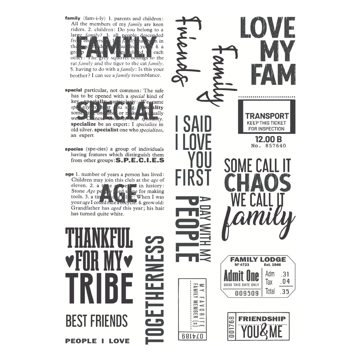 Spellbinders Turn the Page Clear Stamp Set Family & Friends by Esther Glas