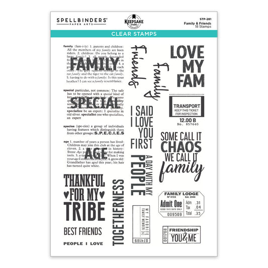 Spellbinders Turn the Page Clear Stamp Set Family & Friends by Esther Glas