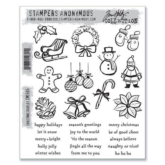 Stampers Anonymous Tim Holtz Cling Mount Stamps: Christmas Doodles Preorder*