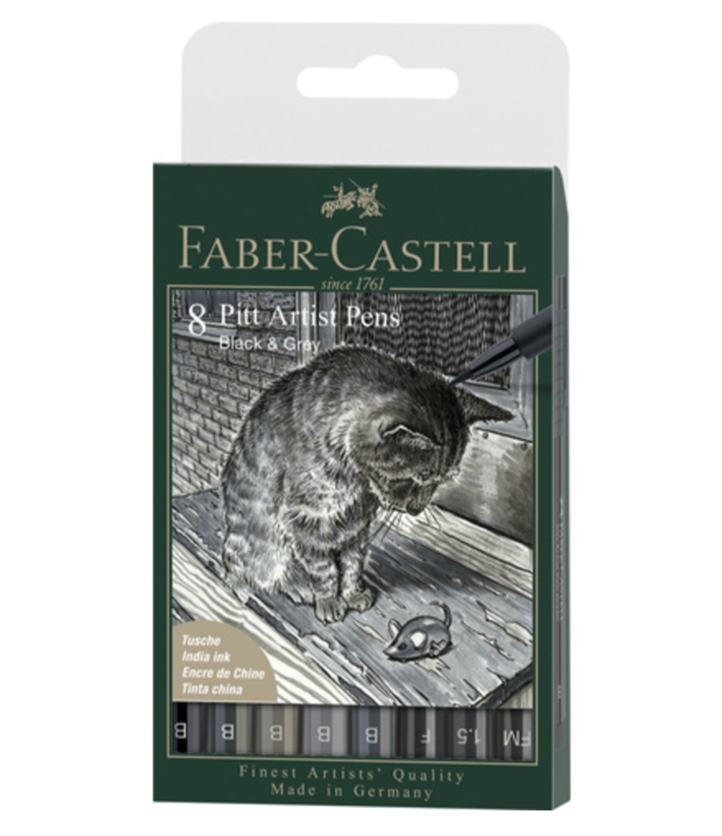 Faber Castell Pitt Artist Pens Black & Grey (8pcs) – AALL & Create