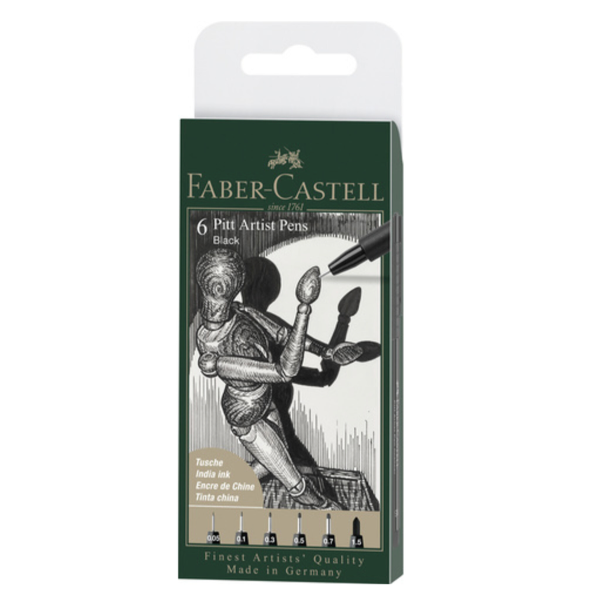 Faber Castell Pitt Artist Pens Black XXS/XS/S/F/M/1.5 (6pcs) – AALL ...