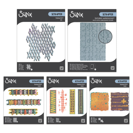 Sizzix Thinlits Dies & Multi-Level Embossing Folder by Seth Apter Bundle