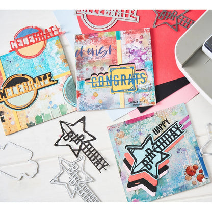 Sizzix Thinlits Die Set 6PK - Word Wafers Birthday by Seth Apter