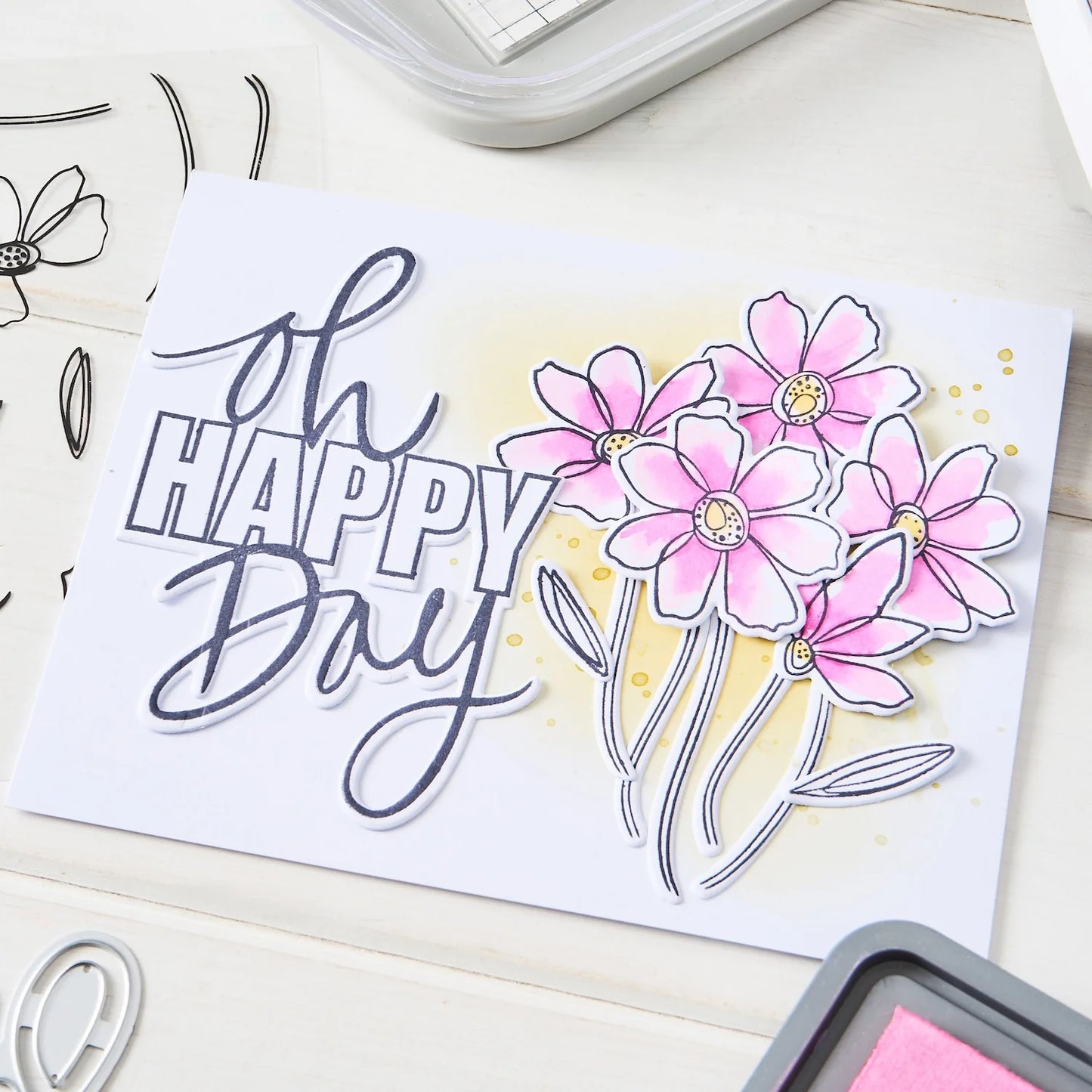 Sizzix Clear Stamps Set 10PK w/10PK Framelits Die Set - Oh Happy Day by Vicki Boutin