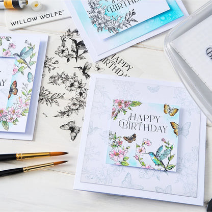 Sizzix Clear Stamp Set 10PK - Birthday Blooms by Willow Wolfe