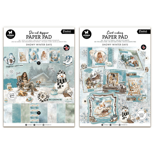 Studio Light Essentials Snowy Winter Days Card Making & Die Cut Paper Pad Bundle