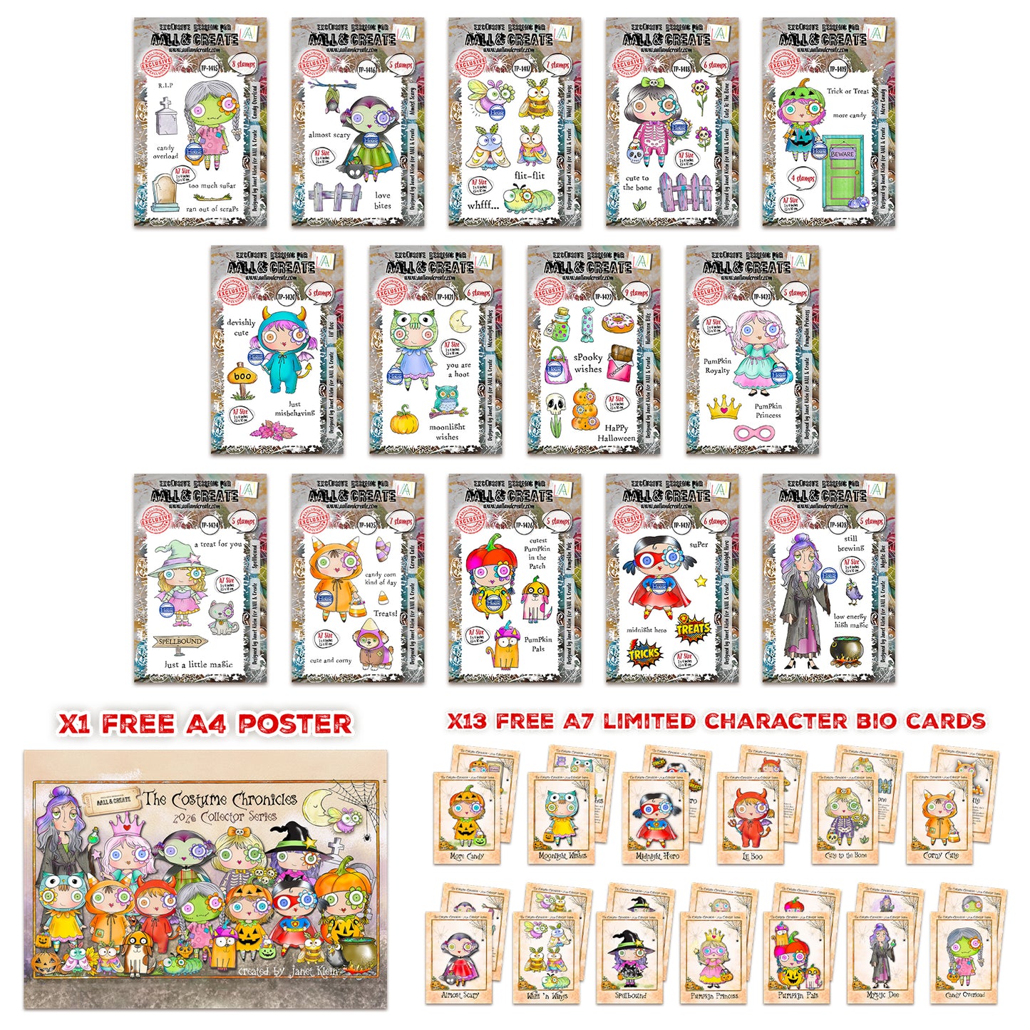Janet Klein Costume Chronicles Stamp Bundle + Free Poster & Bio Cards