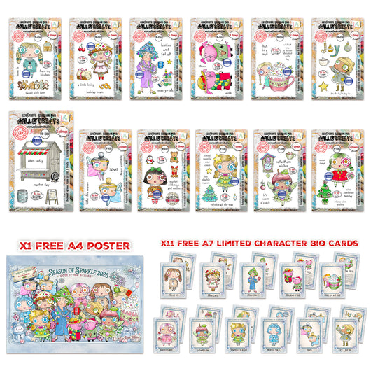 Janet Klein Season Of Sparkle Stamps Bundle + Free Poster & Bio Cards
