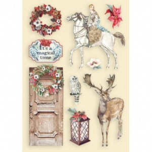 Stamperia 14 x 14 cm Decorative Chips Pink Christmas Frames