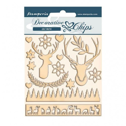 Stamperia 14 x 14 cm Decorative Chips Pink Christmas Deer