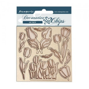 Stamperia 14x14 cm Decorative Chips Romantic Garden House Flowers
