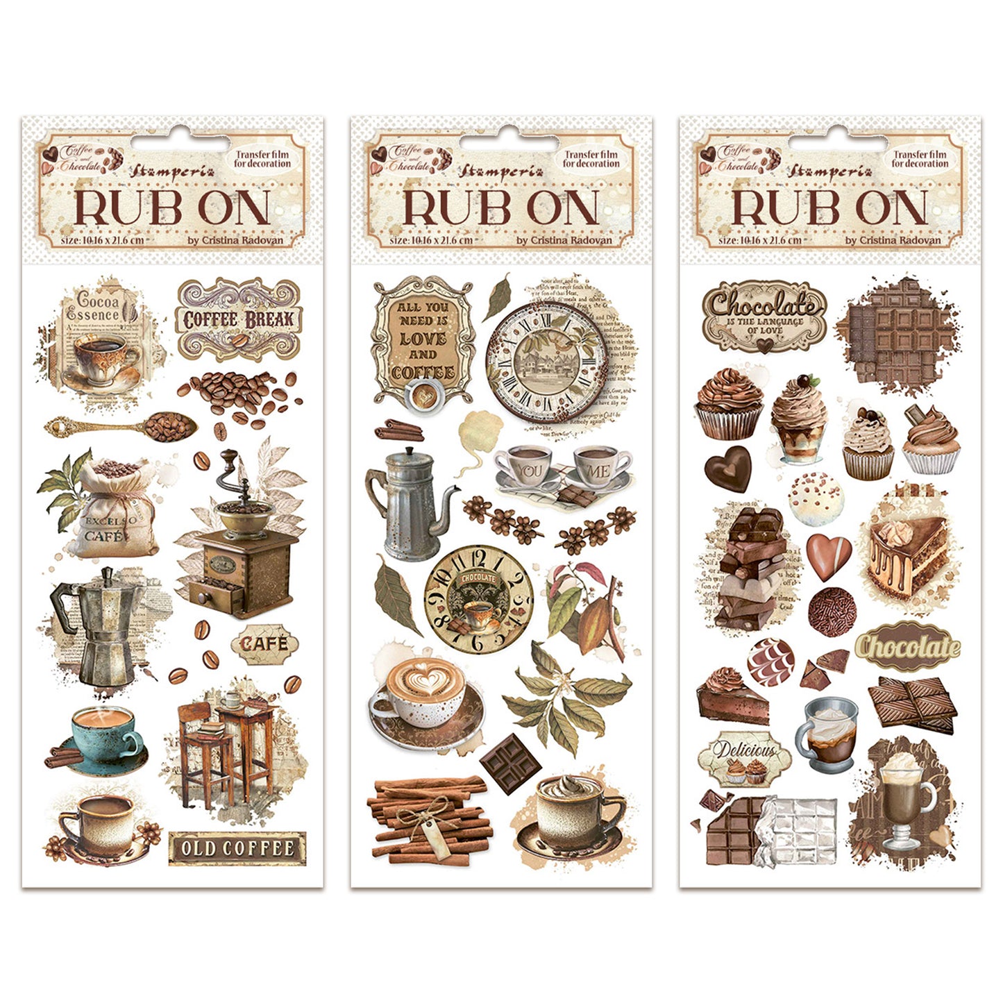 Stamperia Coffee and Chocolate Rub Ons Bundle