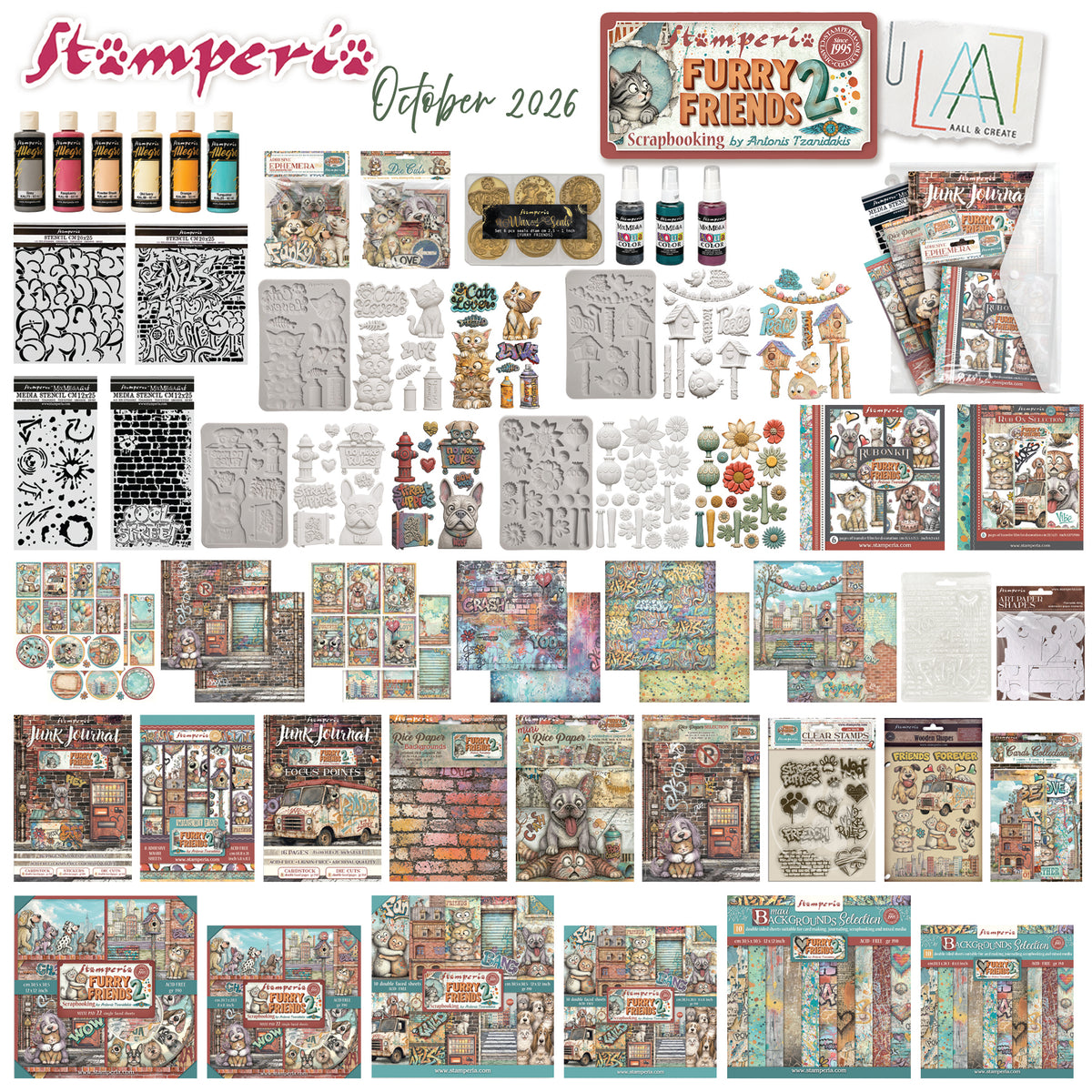 Stamperia Furry Friends 2 Complete Collection (Save £30) Preorder*